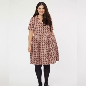 Joanie Clothing Pepper Acorn Check Print Dress NWOT Size 12